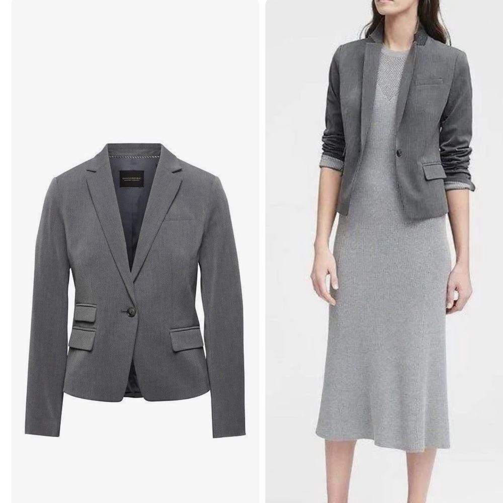 NWT BANANA REPUBLIC WASHABLE STRETCH FITTED CROP MULTI SEASON BLAZER 6